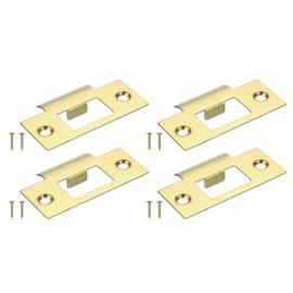 PATIKIL Door Strike Plate 2-3/4"x1-9/16,4Pcs Universal Latch Strike Plate Security T Strike Stainless Steel Deadbolt Strike Plate with Screws for Interior & Exterior Doors,Gold