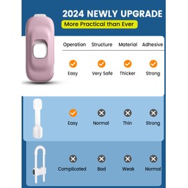 Cabinet Fridge Locks Baby Proofing, 4 PACK Child Proof Cabinet Refrigerator Locks, Baby Child Safety Frigerator Locks for Cabinets, with Strong Adhesive Pad for Draw Kitchen Oven (Pink, 4 Pack)