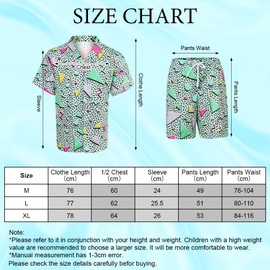 AYBUY 80s 90s Outfit Retro Button Shirts, 3Pcs Hip Hop Costume Outfit Set for Adults, Disco Theme Party Shirts with Hat for Beach Party, Music Festivals, Masquerade (XL)