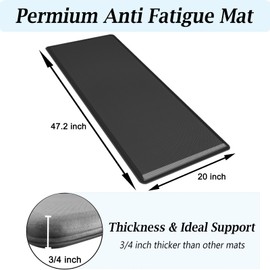 Artnice Kitchen Floor Mat Cushioned Anti Fatigue, Waterproof Non-Slip Standing Desk Mat, 0.75" Heavy Duty Comfort Kitchen Rugs for Home, Sink, Office, Hallway (20"x39", Black)