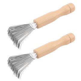 Sarini 2 Pieces Hair Brush Cleaning Tools Hair Remover Comb Wooden Handle Cleaning Brush Rake Design Brush for Removing Hair Dust Dirt Lint Home Salon
