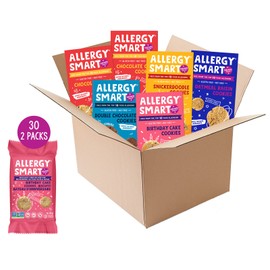 Allergy Smart Crunchy Vegan Cookies | Gluten Free, Nut Free, Egg Free, Soy Free, Dairy Free, Non GMO, Kosher | Delicious Plant Based School Snack for Kids & On the Go | 30 INDIVIDUALLY WRAPPED (1oz) 2 Packs | 6 Boxes ASSORTED Flavors
