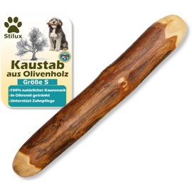 Stilux® Kauhloz aus Olivenholz für Hunde bis 10Kg, Größe S, Kauknochen Hundespielzeug, langlebiges Holzknochen Kauspielzeug zur Hund Zahnpflege