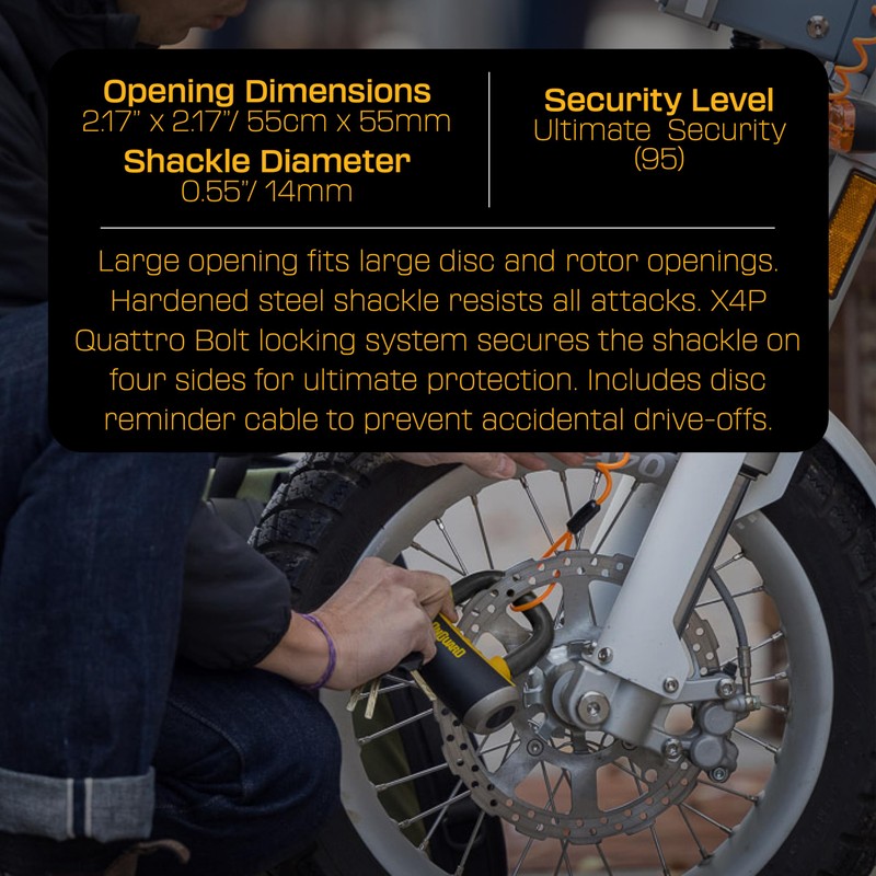 ONGUARD Boxer X4 Bike Disc Lock - Black Shackle 8048,