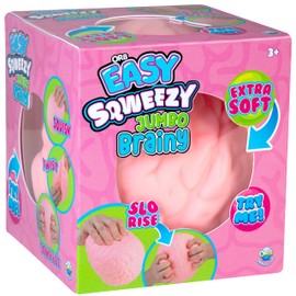 ORB Easy Sqweezy Jumbo Brainy - Squeeze This Big, Fun, Squishy, Slow Rising, Extra Soft Giant Brain for Stress Relief - Original Sensory / Fidget Novelty Toy and Gift for Kids and Adults