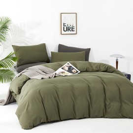 Cottonight Green Comforter Set King Olive Green Bedding Comforter Set Dark Green Blanket Quilts Modern Soft Breathable 3 Piece Olive Green Comforter Set for Women Men King Bed