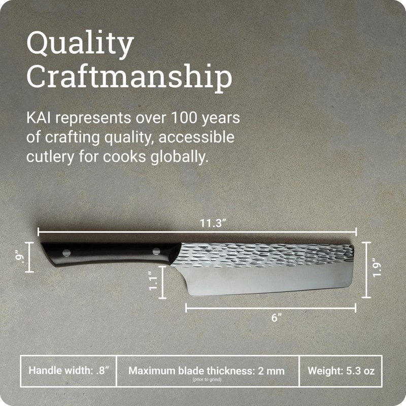 Kai PRO 6" Nakiri Knife, Hand Sharpened Vegetable Knife, Japanese