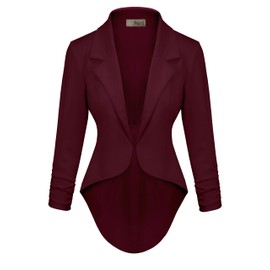 Hybrid & Company Womens Casual Work High Low Blazer Jacket JK45590 1073T Wine S