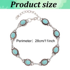 ANATTASOUL Turquoise Ankle Bracelet 2 PCS Boho Turquoise Anklet Bracelet anklets for women waterproof Boho Turquoise Anklet Silver Ankle Bracelets Summer Beach Foot Jewelry for Women