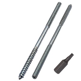 SKIR'CO Pack of 10 Hanger Bolts M6 x 140 mm, Double Threaded Dowel Bolts, Double Head Screws