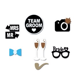 Trimming Shop Wedding Photo Booth Props with Bamboo Sticks Funny Photography Accessories for Event Decoration, Selfie Prop, Party Supply, Assorted Design (26pcs)