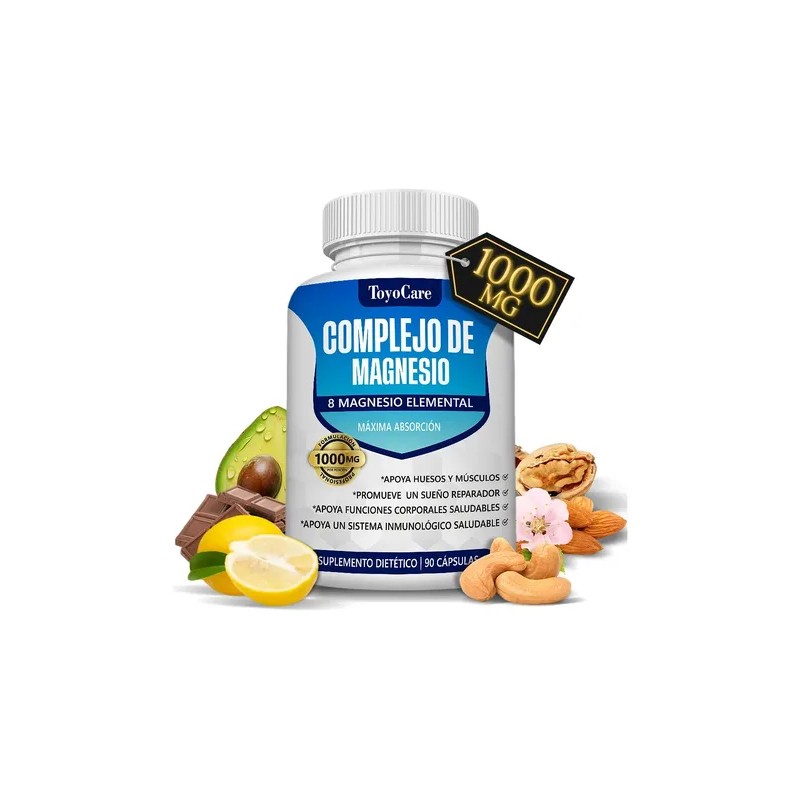 Complejo Magnesio Toyocare Elemental Glicinato Citrato Cápsulas Huesos Músculos Energía