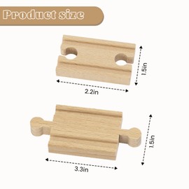 8PCS Wooden Train Track Set - 4 Convexs & 4 Concaves Track Connectors, Wooden Rail Connection Essential Accessories, Train Track Expansion Packs for 1 2 3 4 5 Years Old Kids