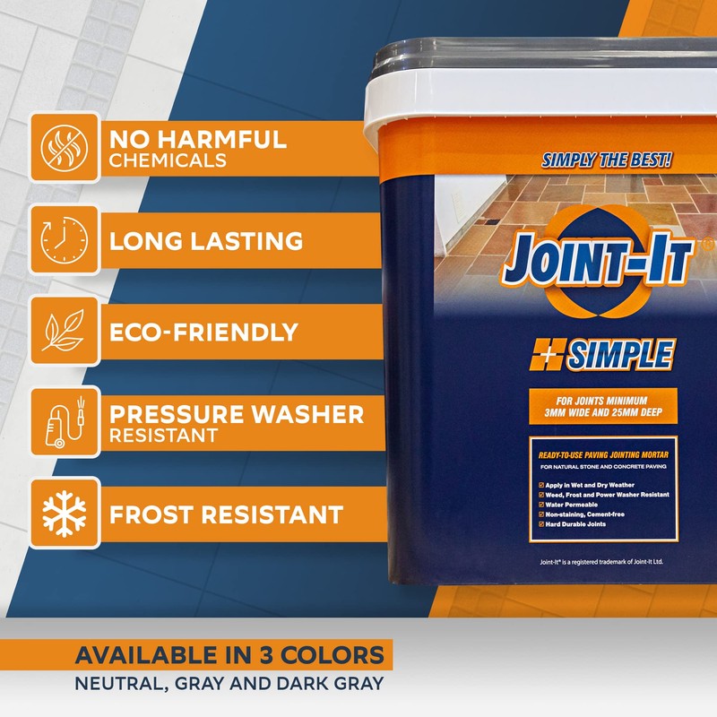 Joint-It Simple Grey – Better Polymeric Sand Alternative, Haze-Free Patio