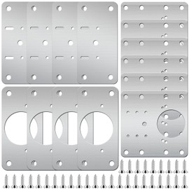 Hengxinchen Pack of 14 Hinge Repair Plates, Hinge Repair Kit with Screws, Stainless Steel Repair Piece for Side Hinge Plate for Cabinet, Furniture, Drawer, Window (4.7 x 9 cm, 9 x 9 cm)