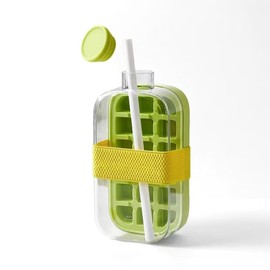 My Crush Cup Ice, Refreshing Summer Ice 500ml Leak-Proof Bottle, Built-In Ice Cube Mold and Straw, 2-in-1 Zero-Touch Press Cube Mold Bottle, Brings Summer Refreshing (Green, Large)