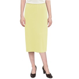 Baby'O Women's Basic Modest 26" Below The Knee Length Stretch Knit Straight Skirt, Lemon, 24