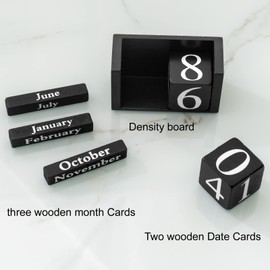 Notakia Wooden Desk Blocks Calendar Perpetual Block Month Date Display （Small Black)