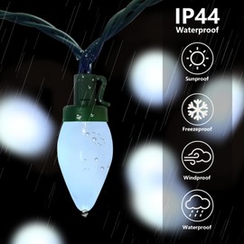 Wxuean 25Ft LED White Christmas Lights Outdoor C7 Vintage Christmas Lights with 25 LED White Light Bulbs, Plug-in Christmas String Lights for Outside Christmas Tree Patio Porch Garden Christmas Decor