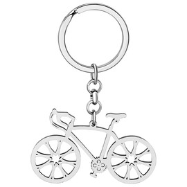 DOWAY Cute Road Bike Key Chain Motorcycle Bicycle Jewelry Gifts for Women Girls Bicycle Enthusiast Car Key Accessories Charms, Silver Plated Road Bike