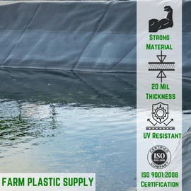 Farm Plastic Supply - 20 Mil Black/White Pond Liner - 20 Mil Fish Pond HDPE Liner, Pond Liners for Outdoor Ponds, Koi Ponds, Garden Fountain, Waterfall (6' x 8')
