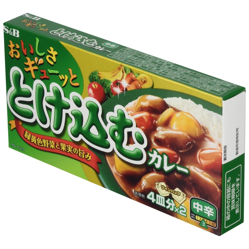 S&B Melting Delicious Curry, Medium Spicy, 4.9 oz (140 g)