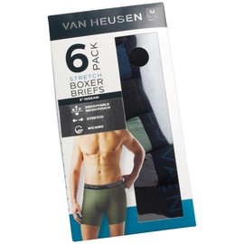 Van Heusen Men's Boxer Briefs - 6 Pack Sport Soft Performance Moisture Wicking Boxers - Breathable Underwear for Men (S-XL), Size Small, Black/Green Bay/Moonlit Ocean/Medium Grey