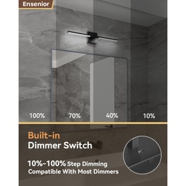 Ensenior Modern Vanity Light, Built-in Dimmer, 24 inch Led Light Fixture Over Mirror, Dimmable 5CCT, Black Bar Light Fixture for Mirror, Bedroom - FCC Certified