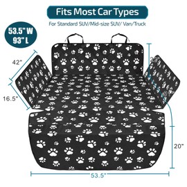 Veckle Cargo Liner, SUV Cargo Cover for Dogs with Side Flaps Hammock Water Resistant Nonslip Dog Seat Cover Area Protector Scratchproof for Large SUVs Sedans Vans, Paw Print