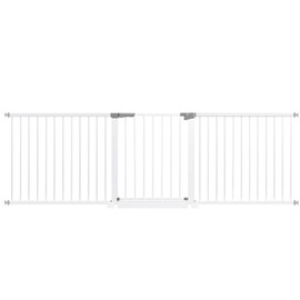 (85-100 inches Width) Large Baby Gate for Stairs, Doorways, Extra Wide Baby Gate Indoor, Metal, Durability Dog Gates for The House White, Auto Close Safety Child Gate, Pet gate.