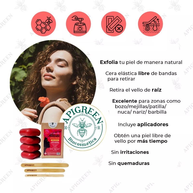 ApiGreen Hard Wax Moulin Rouge 320g Cera Española Para Rostro
