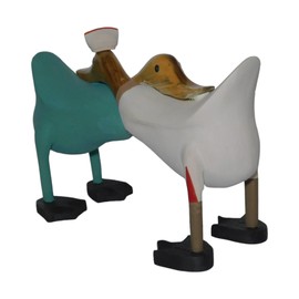Brave Wings Hand Carved Wooden Bamboo Duck ~ Nurse Ducks 30cm Long ~ Ornament Sculpture Figurine Statue Unique Table Decoration Home Decor ~ 5198