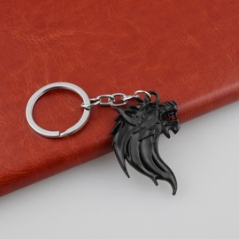 UpAuto Cool Wolf Head Car Decorations Badge Emblem Key chian 3D Nameplate Key Ring for Car Gift (Black Keychain)