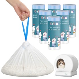 120 Count Self-Cleaning Cat Litter Box Liners for MW-SC01/MW-SC02/MW-LR01, Drawstring Heavy Duty Waste Bags, Leak-Proof Disposable Trash Bags - 18" x 12.6"
