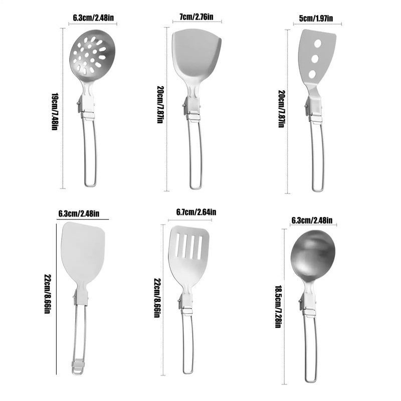 Camp Kitchen Set,6 Piece Folding Soup Spoon Travel Utensils Kit
