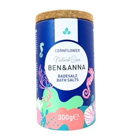 Ben & Anna - Premium Cornflower Bath Salts for Muscle Relaxation Bath with Sea Salt - Perfect Bath Additive - Moisturising and Skin Cleansing with Soothing Effect (300 g (Pack of 1), Cornflower)