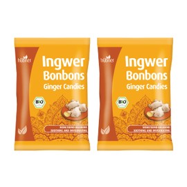 Hubner Ingwer Organic Bonbons, Ginger Hard Candy, 2.4 Ounce Bag with Approximately 24 Pieces, 2-Pack