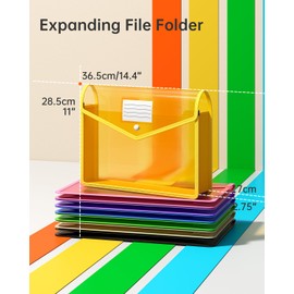7 Pack B4 Plastic File Folders, Waterproof Transparent Expandable File Folder, Expanding File Folder Plastic File Folders, Portable Large Capacity B4 File Wallet for Office/Business/School