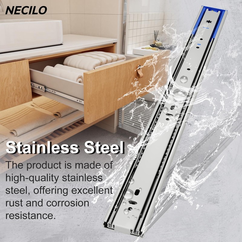 NECILO 18 Inch Stainless Steel Push to Open Drawer Slides,