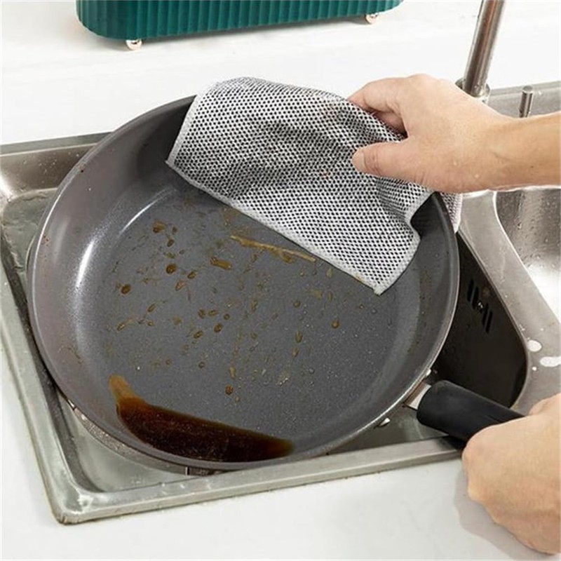 INOMAK Multifunctional Non-Scratch Wire Dishcloth, Multipurpose Non-Scratch Scrubbing Wire Dishwashing