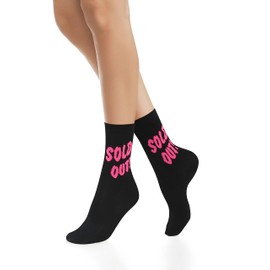 Benefeet Sox Womens Novelty Crazy Solid Crew Socks Funny Inspirational Letter Printed Socks Cool Funky Fun Soft Cotton Dress Socks Casual Weird Silly Wacky Athletic Socks Gifts for Women