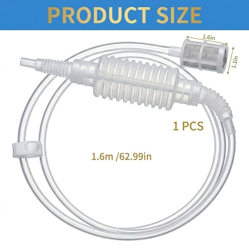 BeiZha Syphon Pump Tube 1.6m Flexible Plastic Hose for Manual