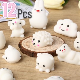 Mr. Pen Squishy Toys for Kids, 12 Pack, Animal, White, 3+ Years