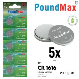 PoundMax CR 1616 Batteries 3v Lithium Button Cell Battery Combo Pack - 5 Count