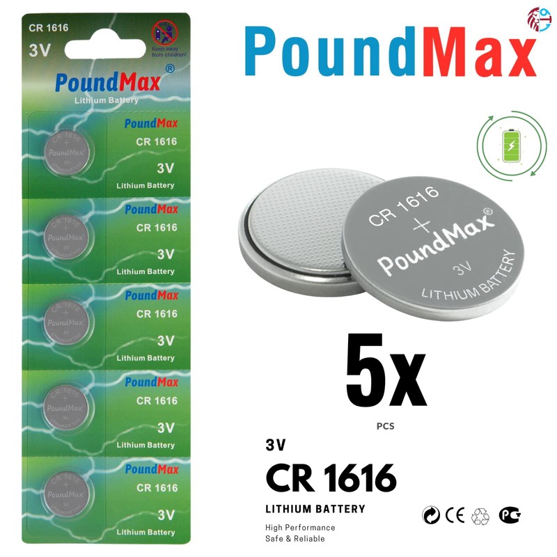 PoundMax CR 1616 Batteries 3v Lithium Button Cell Battery Combo
