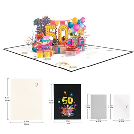 GREETING ART 50th Birthday Card, 50th Birthday Card Pop Up for Women Men, 50th Birthday Gifts for Mom Dad Wife Husband,Birthday Cards for 50 Year Old Daughter Son