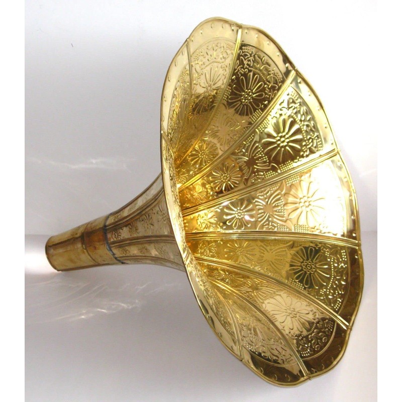 Gramophone Brass Embossed Horn Full Size Collectable Ornament Retro NEW