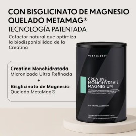 Vitfinity Creatine Monohydrate Magnesium  Creatina Monohidratada Micronizada En Polvo  Bisglicinato De Magnesio Quelado Metamag  Tecnologa Patentada  