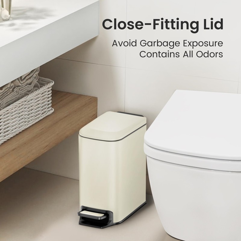 Cesun Small Bathroom Trash Can with Lid Soft Close, Step