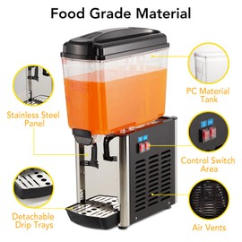 Aprafie Commercial Beverage Dispenser 4.8 Gal Drink Dispenser,Food Grade Material Stainless Steel Commercial Slushy Machine With Thermostat Controller for Cold Drink Restaurant Hotel Party
